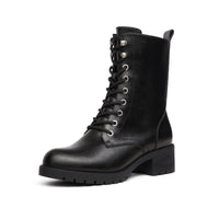 1 x RAW Customer Returns DREAM PAIRS Fashion Mid-Calf Boots with Zipper Women s Ankle Boots Lace-up with Wide Heel Warm Lining for Autumn and Winter BLACK DMB214-E Size 38 EUR  - RRP €43.56