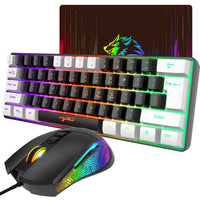 1 x RAW Customer Returns XINMENG Wired Gaming Keyboard Mouse Combo, with 61 Keys RGB Backlit Gaming Keyboard, Mouse Pad, 7 Color Breathing Light Gaming Mouse, 3600 DPI, Panda Series Color, for PS4 Windows PC Mac Laptop-Black - RRP €34.84