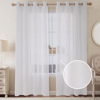 1 x RAW Customer Returns CUCRAF linen look voile curtains with eyelets for bedroom living room, off white, H260 x W140cm set of 2 - RRP €30.99