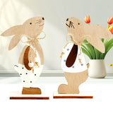 1 x Brand New YIMOJOY 32CM Large Easter Decoration Wooden Rabbits Pack of 2 Easter Decoration Stand Easter Bunny Wooden Table Decoration Spring Easter Decoration Easter Gift - RRP €30.0