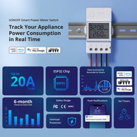 1 x RAW Customer Returns SONOFF POW320D Elite Smart Switch with Power Meter, 20A WiFi Smart Switch LCD Digital Energy Meter, Overload Protection Current Meter Compatible with Alexa Google Home - RRP €25.74