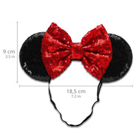 1 x RAW Customer Returns Minnie Ears Headbands, Pack of 3 Shiny Sequin Bow - Minnie Ears - Elastic and Adjustable Headband Headache Free - Mouse Ears for Girls and Women Classic  - RRP €14.56