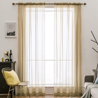 1 x RAW Customer Returns MIULEE Set of 2 Voile Curtains, Transparent Voile Curtains, Polyester Rod Pull-through, Transparent Living Room, Airy Decorative Curtain for Bedroom, Light Brown, 55 W x 96 L, Rod Pocket - RRP €24.99