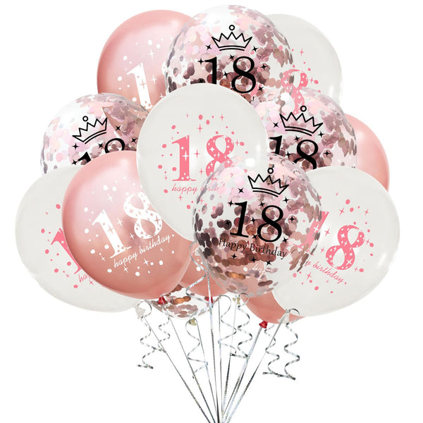 16 x Brand New Happy 18th Birthday Decoration Set -15 Pieces Latex Balloons Perfect for birthdays, parties or anniversaries - RRP €307.2