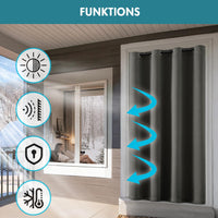 1 x RAW Customer Returns MIULEE Cold and Warm Insulation Thermal Curtain, Double Layer Curtains with Indoor Thermal Insulation Curtain Rings, Gray Thermal Winter Door Curtain, 1 Piece Indoor Thermal Insulation Curtains - RRP €30.79