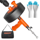 1 x RAW Customer Returns KINGLEV pipe cleaning spiral 10M with drill attachment, flexible long pipe spiral including metal drum. Effective drain spiral pipe cleaning - RRP €42.99