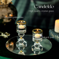 1 x Brand New Candlestick Gold Candle Holder Glass Decoration Candeldo Set of 2 Candlesticks Crystal Vintage Decoration Tealight Holder Wedding Christmas Living Room Table - RRP €14.11