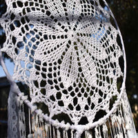 1 x RAW Customer Returns EasyBravo Large Boho Dream Catcher White Feather Macrame Wall Hanging for Vintage Wedding Home Decoration 30cm Circle 80cm Long White - RRP €13.1