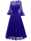 1 x Brand New DRESSTELLS Women s Elegant Lace Cocktail Dress 3 4 Sleeve Wedding Bridesmaid Dress Evening Dress Round Neck Knee Length Evening Dress Royal Blue XL - RRP €43.99