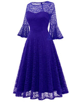 1 x Brand New DRESSTELLS Women s Elegant Lace Cocktail Dress 3 4 Sleeve Wedding Bridesmaid Dress Evening Dress Round Neck Knee Length Evening Dress Royal Blue 3XL - RRP €43.99