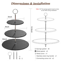 5 x RAW Customer Returns Qhecomce Cake Stand Slate Cake Stand 3 Tier - Cupcake Stand 3 Tier Round Serving Tower Dessert Stand for Wedding, Birthday Party, Home Decoration Natural Cut Edge  - RRP €126.0