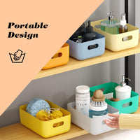 1 x RAW Customer Returns VICDUEKG 7 Pieces Storage Basket Plastic Multicolor Storage Basket Kitchen Cabinet Organizer with Handles Basket Storage Box Baskets Plastic Box for Bathroom Kitchen Pantry Office Medium  - RRP €23.18