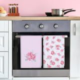 1 x RAW Customer Returns Arquiel Kitchen Towels Cotton 4 Pieces, Tea Towels 100 Cotton Pink Flower Kitchen Towel Set Multi-Purpose High Quality Kitchen Drying Towel Bar Towels 50 x 70CM - RRP €23.18