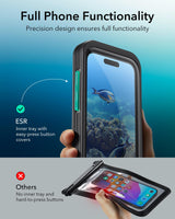 1 x RAW Customer Returns ESR Waterproof Phone Case for iPhone 15 Pro 14 Pro 13 Pro, Touch Sensitivity Underwater, Floating Waterproof IPX8 Phone Case with Lanyard, Underwater Phone Case, Black - RRP €23.53