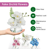 1 x RAW Customer Returns Briful Set of 3 Artificial Flowers Artificial Orchids Artificial Flowers Like Real Decorative Flowers with Glass Vase Bathroom Decoration Artificial Plant for Living Room Party Office Bathroom - RRP €25.2