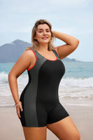 1 x RAW Customer Returns Hanna Nikole Women s Plus Size One Piece Swimsuit Tummy Control Tankini Hollow Out Back Black Gray 48 - RRP €28.31