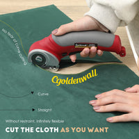 1 x RAW Customer Returns CGOLDENWALL Professional Electric Fabric Cutter 6mm Max. Cutting Thickness 4.2V Universal Cordless Scissors Safety Lock Design, Including Replacement Blade USB Charger Red  - RRP €55.99