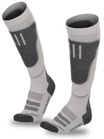 3 x Brand New HEOMAITO Comfortable Ski Socks for All Winter Adventures, Natural Softness, Excellent Breathability, Sizes 37-44 Cotton, Gray White  - RRP €68.4