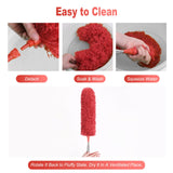 1 x RAW Customer Returns Vicloon Telescopic Duster, Microfiber Duster Up to 243cm Long, with Mini Window Cleaning Brush and Stainless Steel Telescopic Pole, Washable Bendable Corner Broom, Effortlessly Removes Dust Red  - RRP €10.59