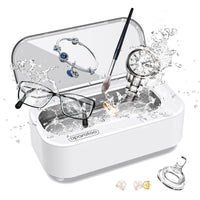 1 x RAW Customer Returns Ultrasonic Glasses Cleaner, 48KHz Glasses Cleaning Device with 2 Modes Settings, Professional Ultrasonic Cleaner for Glasses, Rings, Earrings, Necklaces - 304 Stainless Steel Tank with 350ml - RRP €39.99