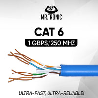 1 x RAW Customer Returns Mr. Tronic 100m Ethernet network cable Cat 6, LAN network cable for fast and reliable internet, AWG24 bulk cable Cat 6 Bulk cable 1 Gbps, 250 MHz, UTP CCA 100 meters, blue  - RRP €47.27