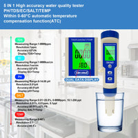 1 x RAW Customer Returns Ueomul digital PH meter 5 in 1 TDS EC Salinity Temperature pH Tester High precision waterproof IP67 multi-parameter tester water pH meter Automatic temperature compensation - RRP €49.99