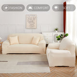 1 x RAW Customer Returns Sofa cover 2 seater, elastic sofa cover couch cover, 1 piece universal sofa protector, living room polyester elastane fabric sofa cover, non-slip washable sofa cover 2 seater, T1 beige  - RRP €29.99