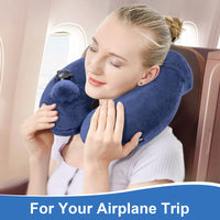 1 x RAW Customer Returns Spurtar Inflatable Travel Pillow, Travel Neck Pillow, Cervical Cushion for Sleeping with Eye Mask, Ear Plugs, Storage Bag, Travel Neck Cushion, Travel Accessories - RRP €14.99