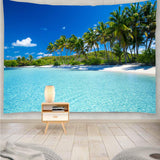 1 x RAW Customer Returns YISURE Extra Large Ocean Beach Tapestry 274 x 203 cm, Blue Sky Transparent Water Pool Ocean Wall Tapestry 274 x 203 cm - RRP €24.05