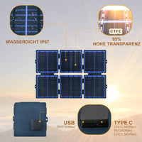 1 x RAW Customer Returns Solar panel 30W foldable solar panel 2022 new solar charger 12V with USB type C monocrystalline ETFE IPX5 waterproof, portable power station for mobile phone RV tablet and camping travel, balcony - RRP €36.29