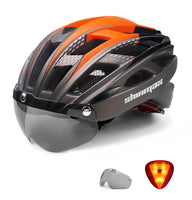 1 x RAW Customer Returns Shinmax Bicycle Helmet Men Women Bicycle Helmet with Visor Magnetic Removable Goggles Bicycle Helmet with Light for Adults Cycling Helmet Adjustable City Helmet Breathable Safety Protection MTB Helmet - RRP €46.45