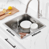 1 x RAW Customer Returns Auralum sink 44 x 44 cm, kitchen sink stainless steel sink for 45 cm base cabinet, small kitchen washbasin built-in sink including siphon drain and overflow set - RRP €119.99