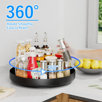 1 x RAW Customer Returns Ovicar Lazy Susan Turntable Organizer - 13 Rotating Metal Spice Rack Lazy Susan for Cabinet Pantry Kitchen Countertop Bathroom Refrigerator Table Storage Black - RRP €24.99