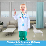 1 x RAW Customer Returns ATSGJLZN Children s Doctor s Coat, Children s Doctor s Suitcase with ID Card, Stethoscope, Children s Syringe, Doctor Role Play Accessories, Doctor Costume for Children from 3, 4, 5, 6, 7, 8 Years White  - RRP €14.99