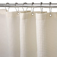 1 x RAW Customer Returns Waffle shower curtain with metal shower curtain rings fabric textile bathtub curtain anti-mold bathroom curtain set waterproof bathtub curtain heavy shower curtain bathroom - 182 x 182cm cream  - RRP €29.94