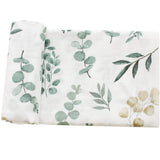 1 x RAW Customer Returns LifeTree Baby Swaddle Muslin Cloth, Large 120x120cm Muslin Swaddle Blanket Baby Bamboo Cotton Swaddle Wrap for Boy and Girl Newborn, Eucalyptus Plants Design - RRP €18.59