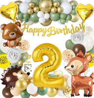 1 x RAW Customer Returns Jungle birthday decoration 2 year, forest animals children s birthday decoration, jungle birthday balloons, children s birthday party 2 year, foil balloon birthday decoration for boys girls - RRP €10.9