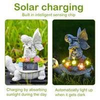 1 x RAW Customer Returns Fouvin Solar Garden Figures Turtle Garden Decoration for Outdoors, with Succulents and 7 LED Lights Home Balcony Decoration, Figure Kawaii Gifts for Women Mom Decoration for Room Terrace - RRP €27.99