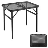 1 x RAW Customer Returns Odoland 2FT Foldable Camping Table, Height Adjustable BBQ Table with Mesh Desktop, Outdoor Picnic Table Card Table with Anti-Slip Feet for Grill BBQ RV 56cm  - RRP €48.02