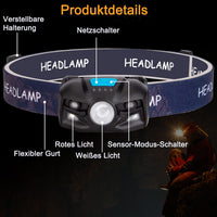 1 x Brand New SENDALE Headlamp LED USB Rechargeable, 2000 Lumen Long Standby for Running Headlamp with Sensor, 6 Light Modes, IPX4 Waterproof for Night Riding, Running, Camping, Maintenance, Fishing - RRP €14.11