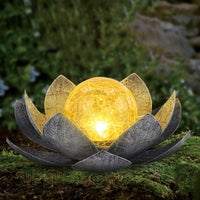 1 x RAW Customer Returns Solar lamp outdoor garden decoration, garden decoration outside, waterproof solar lotus flower lamp garden decoration, crack glass ball decoration solar lamp outdoor, solar lights garden for gardens, lawn,  - RRP €27.98