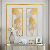 1 x RAW Customer Returns TELADESHX 2 Pieces Wall Decoration Living Room Luxury Golden 3D Wall Sculptures 32 X12 Modern Wall Hanging Sculptures with Frame for Bedroom Living Room Kitchen Dining Room Office - RRP €43.36