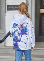 1 x RAW Customer Returns Fanient 3D Cool Print Sport Long Sleeve Sweatshirts Horse Hoodies for Girls Teens White - RRP €29.99