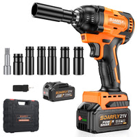 1 x RAW Customer Returns Cordless Impact Wrench, 1 2 Impact Wrench, 21V Power Impact Driver, Max Torque 369ft-lbs 500N.m Brushless Motor Electric Wrench with 4.0Ah Battery Rechargeable 500 Nm  - RRP €80.65