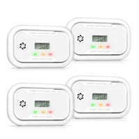 1 x RAW Customer Returns Carbon monoxide detector with LCD display, 10-year CO detector with replaceable 3-year battery, portable CO alarm detector with peak value memory for RV ship room, EN50291 certified, pack of 4 - RRP €77.99