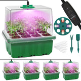 2 x RAW Customer Returns MQFORU Seed Germination Trays with Adjustable Growth Light, 5 Pcs 60 Cells Seed Germinator, 2 Meters Timer Controller for Greenhouse Growing Plant Seeds - RRP €47.98