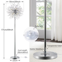 1 x RAW Customer Returns Rayofly Modern Crystal Floor Lamp, 8-Flame Firework Floor Lamp with Foot Switch, Chrome, High 172cm, Metal Glass Floor Lamps for Living Room, Bedroom, Dining Room, Sofa, Corner - RRP €89.99