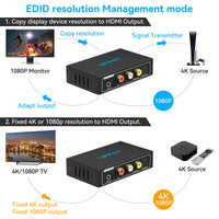 1 x RAW Customer Returns HDMI Audio Extractor 4K 60Hz YUV4 2 0 HDMI Optical Audio Splitter to Optical and Coaxial L R with 3.5mm Stereo Support HDCP D-olby DTS 5.1 PCM EDID Management for HDTV PS4 Blu-ray Amplifier - RRP €27.22