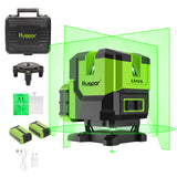 1 x RAW Customer Returns Huepar Multi-Line Laser Level 4 Lines Vertical and 360 Horizontal with Plumb Point, Self-Leveling Green Laser Level with 2 Lithium Batteries Rotating and Lifting Base, Hard Case-LS41G - RRP €155.99