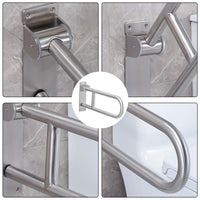 2 x RAW Customer Returns LORESJOY Disabled toilet grab bar, 60cm foldable wall support bar, disabled toilet grab bars for seniors, stainless steel toilet support bar, folding toilet support bar, load capacity 300-350kg - RRP €120.98